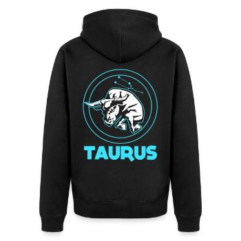 Sternzeichen Stier - Unisex Premium Bio Zip Hoodie - Schwarz - Hinten - Nico (187cm)