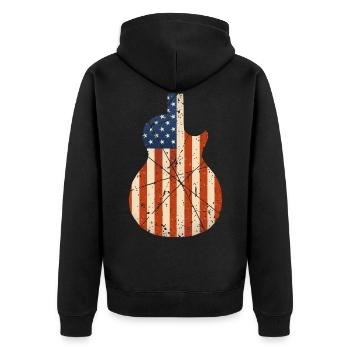 Country Musik Retro - Unisex Premium Bio Zip Hoodie - Schwarz - Hinten - Nico (187cm)