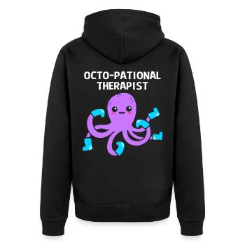 Ergotherapie - Unisex Premium Bio Zip Hoodie - Schwarz - Hinten - Nico (187cm)