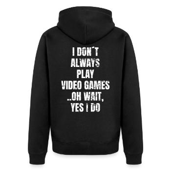 Video Games Gamer Zocker - Unisex Premium Bio Zip Hoodie - Schwarz - Hinten - Nico (187cm)