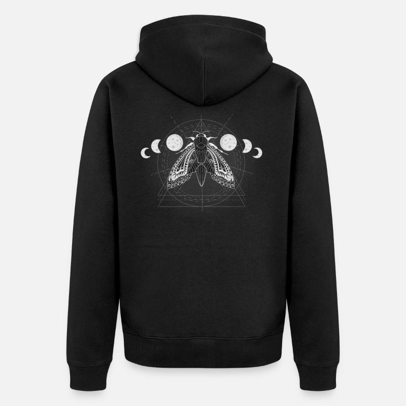 Les phases de la lune de motte Geometrie Vintage - Veste à capuche bio Premium Unisexe - noir