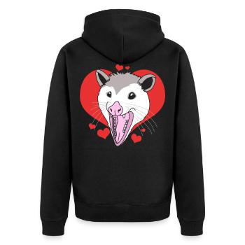 Opossum Possum - Unisex Premium Organic Zip Hoodie - black - Back - Nico (187cm)