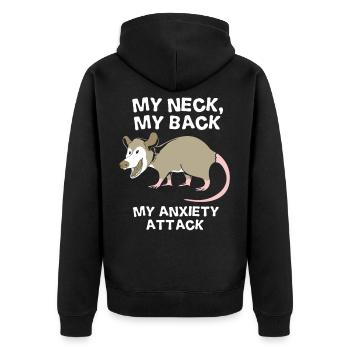 Opossum - Unisex Premium Bio Zip Hoodie - Schwarz - Hinten - Nico (187cm)
