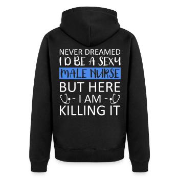 Nurse Nurse Nurse Nurse - Unisex Premium Organic Zip Hoodie - black - Back - Nico (187cm)