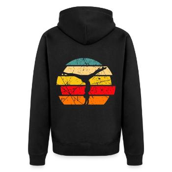 Gymnastik Turnerin - Unisex Premium Bio Zip Hoodie - Schwarz - Hinten - Nico (187cm)