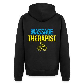 Massage therapist - Unisex Premium Organic Zip Hoodie - black - Back - Nico (187cm)