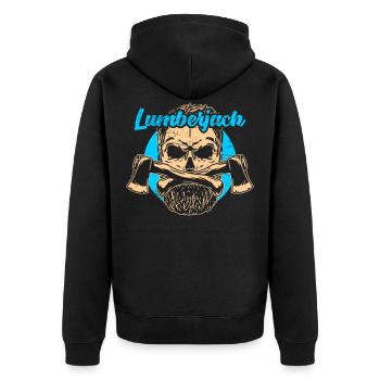 Lumberjack Holzarbeiter Und Holzbearbeitung - Unisex Premium Bio Zip Hoodie - Schwarz - Hinten - Nico (187cm)