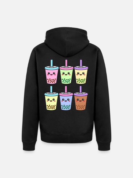 Bubble Tee Boba Tea - Unisex Premium Organic Zip Hoodie - black
