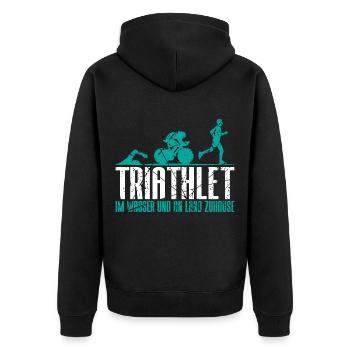 Triathlete Gift - Unisex Premium Organic Zip Hoodie - black - Back - Nico (187cm)