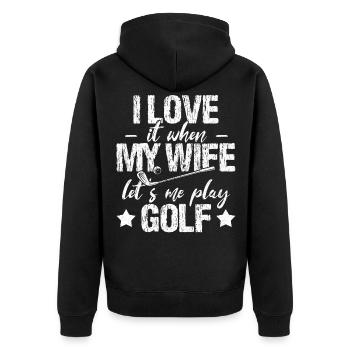 Golf Golfer Golf Ball Golf Course Golf Club Caddy - Unisex Premium Organic Zip Hoodie - black - Back - Nico (187cm)