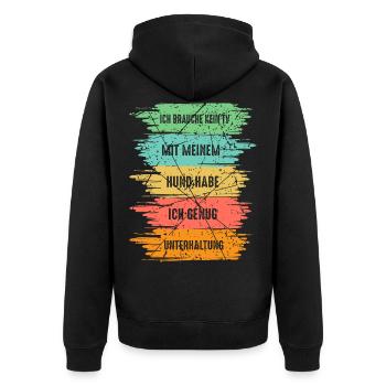 Hunde Hundeliebhaber Hundesport - Unisex Premium Bio Zip Hoodie - Schwarz - Hinten - Nico (187cm)