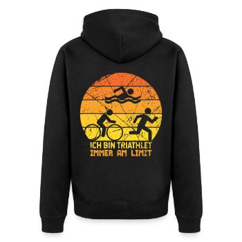 Triathlon Sport - Unisex Premium Bio Zip Hoodie - Schwarz - Hinten - Nico (187cm)