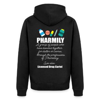Pharma Medizin Medikamente Pharmily - Unisex Premium Bio Zip Hoodie - Schwarz - Hinten - Nico (187cm)