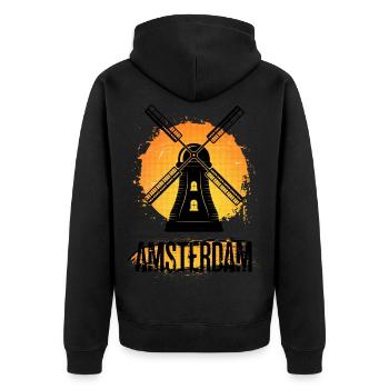 Amsterdam Pays-Bas Nederland Holland Windmühle - Veste à capuche bio Premium Unisexe - noir - Dos - Nico (187cm)