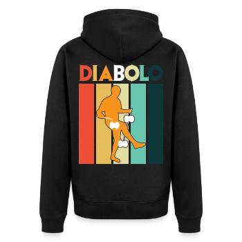 Diabolo Spielgerät Schulsport Jongleur - Unisex Premium Bio Zip Hoodie - Schwarz - Hinten - Nico (187cm)