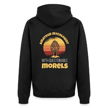 Mushroom Mushroom Collector Mushroom Mycologist - Unisex Premium Organic Zip Hoodie - black - Back - Nico (187cm)