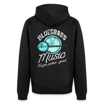 Bluegrass Banjo Gitarrist - Unisex Premium Bio Zip Hoodie - Schwarz - Hinten - Nico (187cm)
