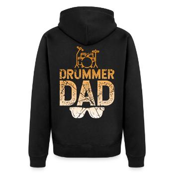 Drummer Papa Schlagzeuger - Unisex Premium Bio Zip Hoodie - Schwarz - Hinten - Nico (187cm)
