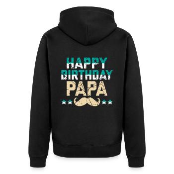 Geburtstag Vater Birthday - Unisex Premium Bio Zip Hoodie - Schwarz - Hinten - Nico (187cm)