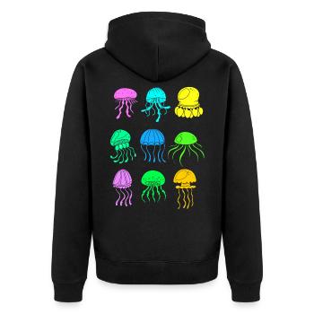 Qualle Arten Quallen - Unisex Premium Bio Zip Hoodie - Schwarz - Hinten - Nico (187cm)