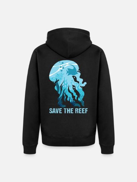 Jellyfish Reef Environmental Protection - Unisex Premium Organic Zip Hoodie - black