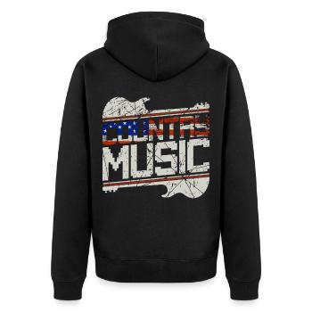 Country Musik Amerika - Unisex Premium Bio Zip Hoodie - Schwarz - Hinten - Nico (187cm)