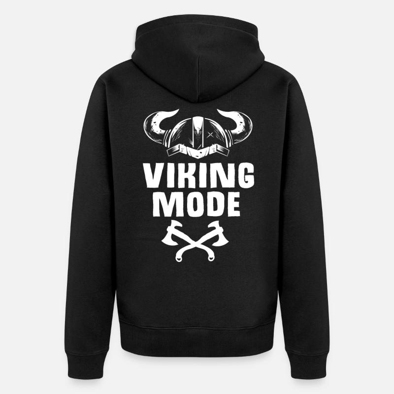 Wikinger Modus - Unisex Premium Bio Zip Hoodie - Schwarz