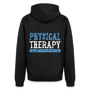 Physiotherapeut Beruf - Unisex Premium Bio Zip Hoodie - Schwarz - Hinten - Nico (187cm)