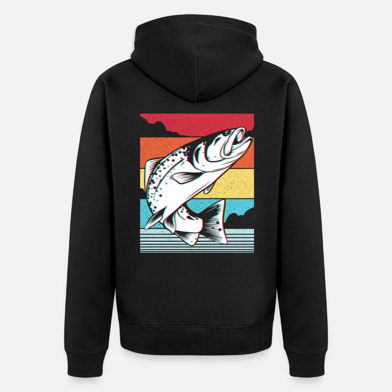 Poissons Carpes de brochet - Veste à capuche bio Premium Unisexe - noir