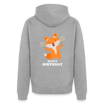Baby Fuchs Geburtstag Fuchs Familie - Unisex Premium Bio Zip Hoodie - Grau meliert - Hinten - Nico (187cm)