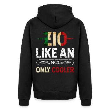 Zio like an uncle only cooler - Unisex Premium Organic Zip Hoodie - black - Back - Nico (187cm)