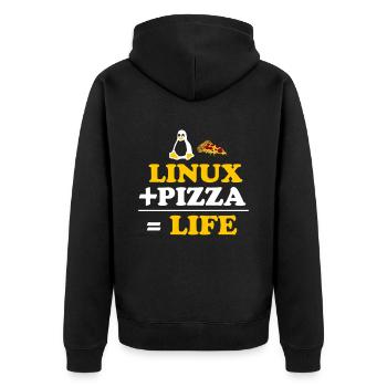 Linux and Pizza Geek Life Nerd Sky - Unisex Premium Organic Zip Hoodie - black - Back - Nico (187cm)