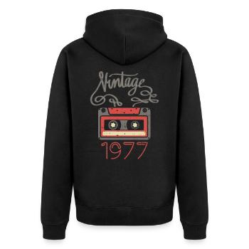 Année 1977 - Veste à capuche bio Premium Unisexe - noir - Dos - Nico (187cm)