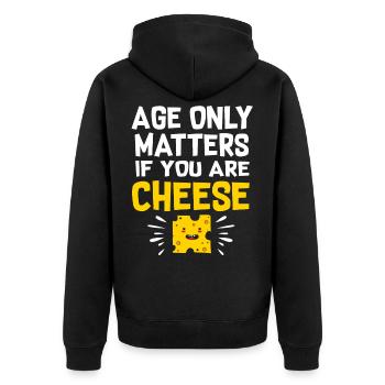 cheese - Unisex Premium Organic Zip Hoodie - black - Back - Nico (187cm)