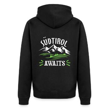 Südtirol Berge Italien Winterurlaub Wandern - Unisex Premium Bio Zip Hoodie - Schwarz - Hinten - Nico (187cm)