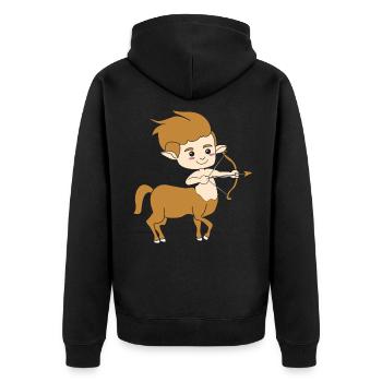Zentaur - Unisex Premium Bio Zip Hoodie - Schwarz - Hinten - Nico (187cm)