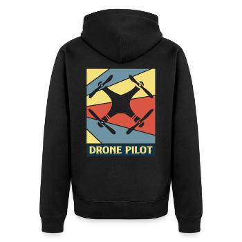 Drohne - Unisex Premium Bio Zip Hoodie - Schwarz - Hinten - Nico (187cm)