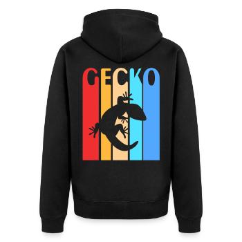 Gecko - Unisex Premium Bio Zip Hoodie - Schwarz - Hinten - Nico (187cm)