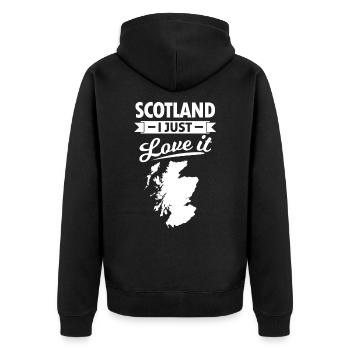 Schottland Karte England Liebe Edinburgh - Unisex Premium Bio Zip Hoodie - Schwarz - Hinten - Nico (187cm)