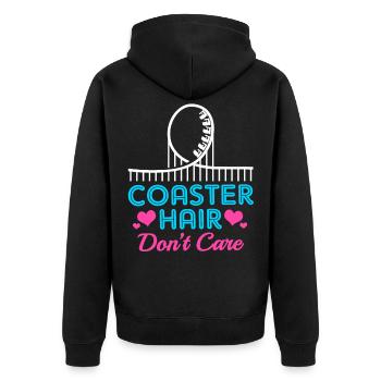 Achterbahn Haare - Unisex Premium Bio Zip Hoodie - Schwarz - Hinten - Nico (187cm)
