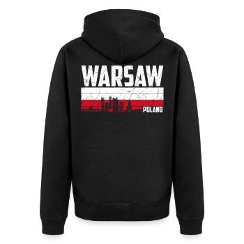 Warsaw Poland - Unisex Premium Organic Zip Hoodie - black - Back - Nico (187cm)