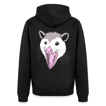 Opossum - Unisex Premium Bio Zip Hoodie - Schwarz - Hinten - Nico (187cm)