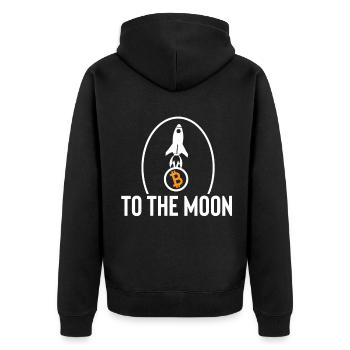Bitcoin To The Moon Crypto Trader BTC - Unisex Premium Organic Zip Hoodie - black - Back - Nico (187cm)