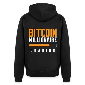 Bitcoin Millionaire Loading Kryptowährung - Unisex Premium Bio Zip Hoodie - Schwarz - Hinten - Nico (187cm)