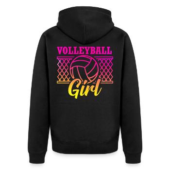 Volleyball Spieler Volleyball Mädchen - Unisex Premium Bio Zip Hoodie - Schwarz - Hinten - Nico (187cm)