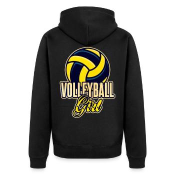 Frauen Volleyball Mädchen Geschenk - Unisex Premium Bio Zip Hoodie - Schwarz - Hinten - Nico (187cm)