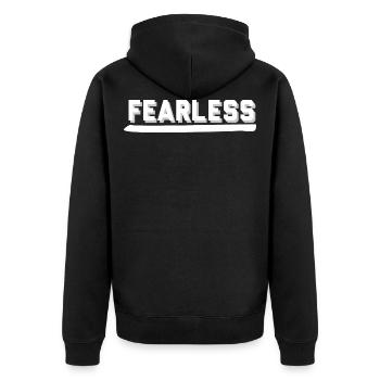 Fearless - Unisex Premium Bio Zip Hoodie - Schwarz - Hinten - Nico (187cm)