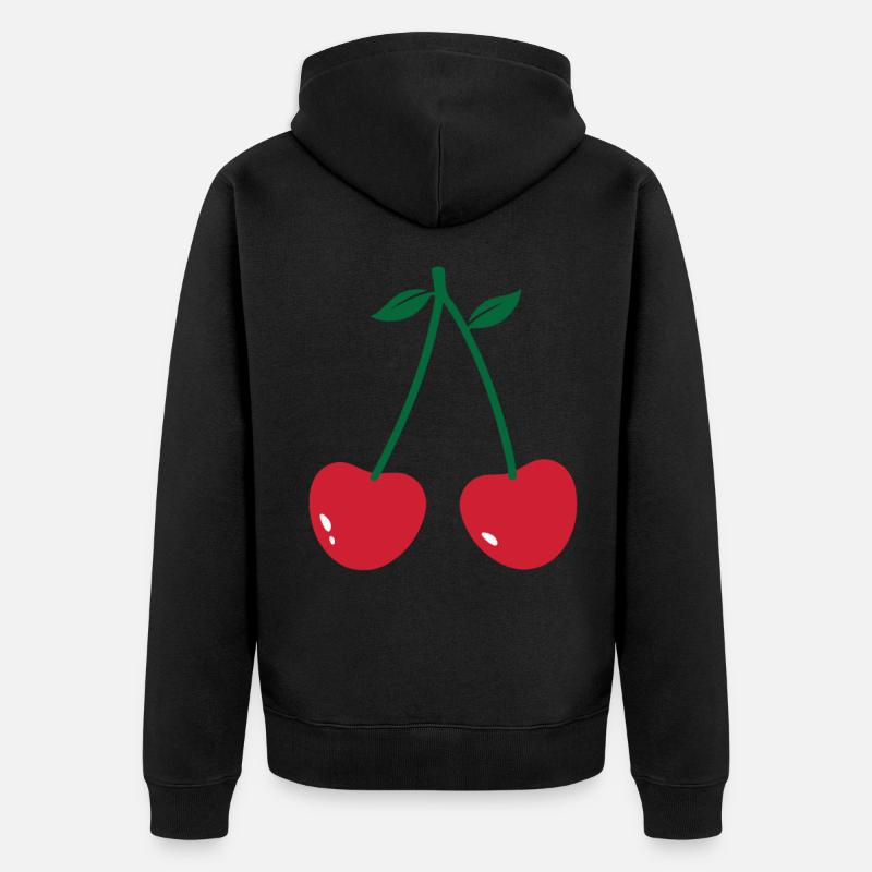 Kirsche - Unisex Premium Bio Zip Hoodie - Schwarz