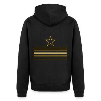 Kapitän Stern Nautiker Bootsmann Skipper Nautik - Unisex Premium Bio Zip Hoodie - Schwarz - Hinten - Nico (187cm)