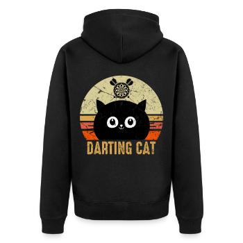 Dart Spieler Dartspieler Katze Dart Sport - Unisex Premium Bio Zip Hoodie - Schwarz - Hinten - Nico (187cm)